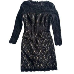 Nue By Shani Black & Nude Lace Cocktail Dress w/ Built-in Shapewear Size 4 NWT
